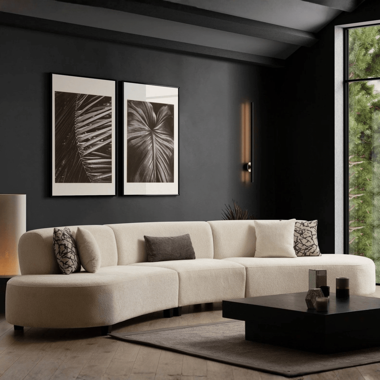 Canapé d'angle en tissu beige tacheté organique Pars - XXXL 390 cm