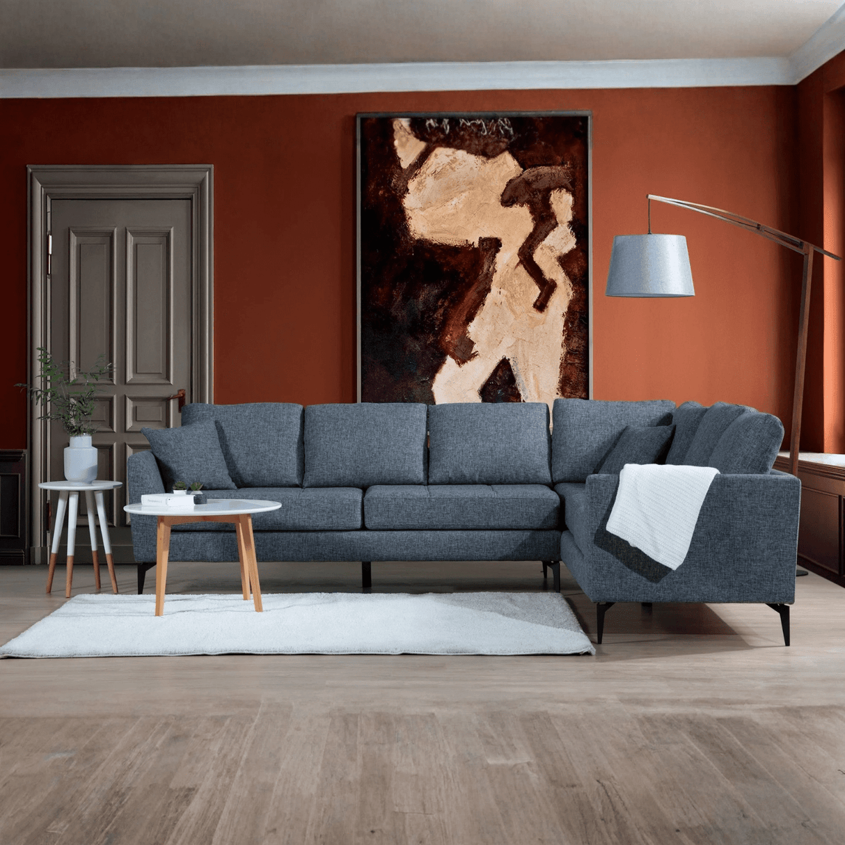 Canapé d'angle droit Tempo gris foncé