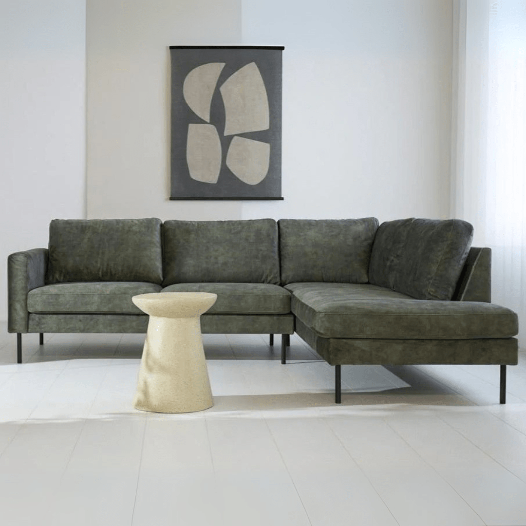 Hoekbank groen velvet hoge poten Gaya - rechts