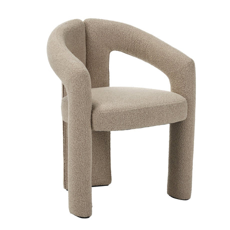 Design Eetkamerstoel Zandkleur Bouclé Maro - Volledig Stof