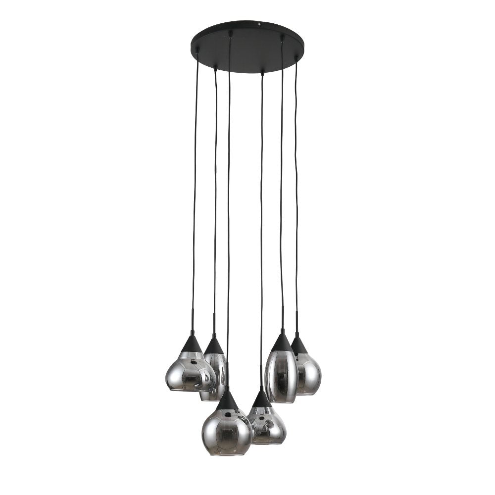 Suspension Kesi 6 lumières Échelonnée Verre Fumé