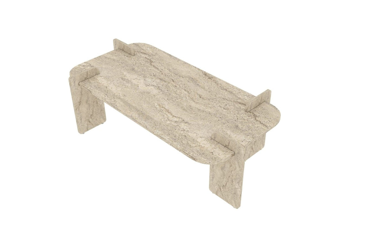 Table basse Lovge aspect travertin 120 x 60 cm Bois composite mélaminé