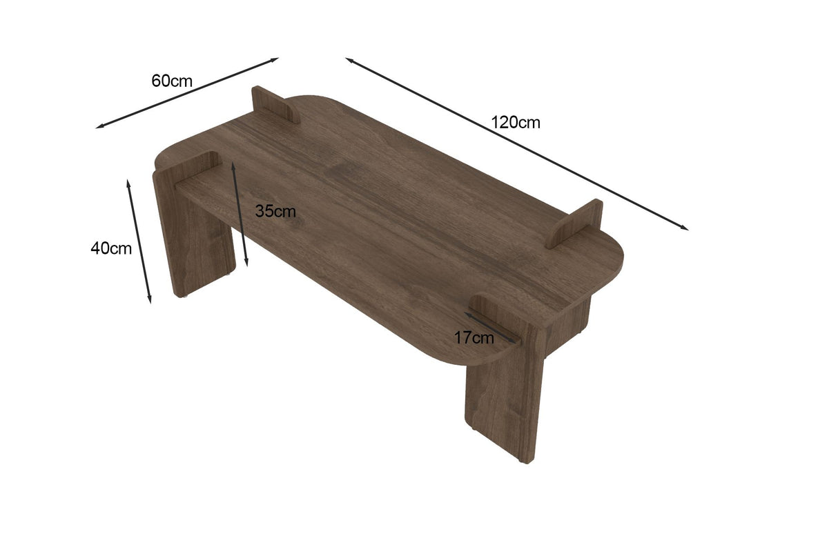 Table basse Lovge noyer 120 x 60 cm bois composite enduit mélaminé