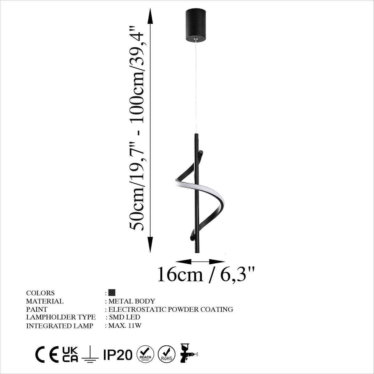 Suspension Noire Métal Opulente