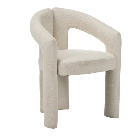 Design Eetkamerstoel Ivoor Bouclé Maro - Volledig Stof