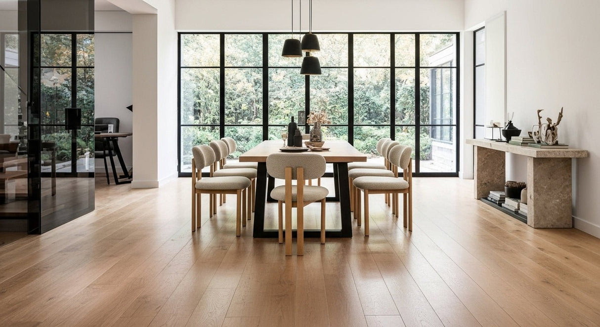 Chaise de salle à manger Japandi Miyo Bouclé Ivoire - Cadre en noyer