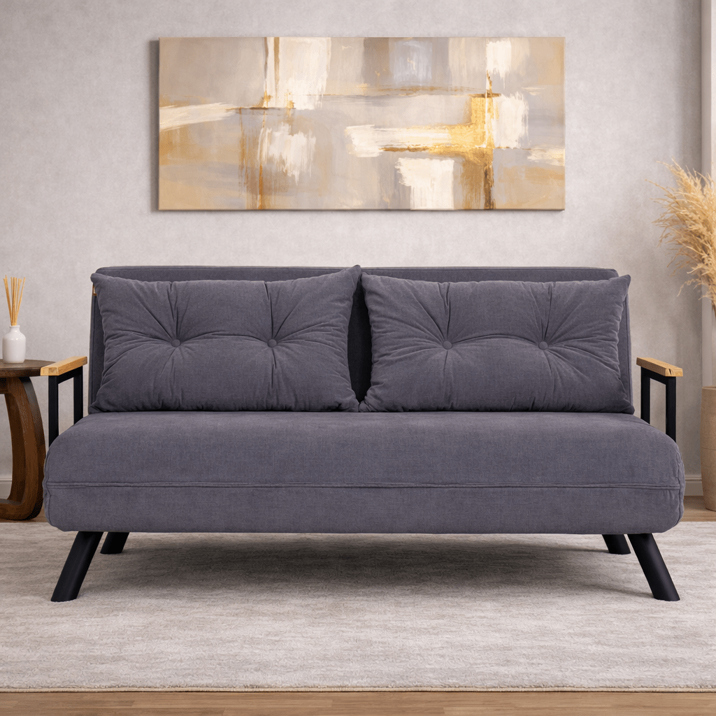 Canapé lit tissu gris graphite 2 places - Sando