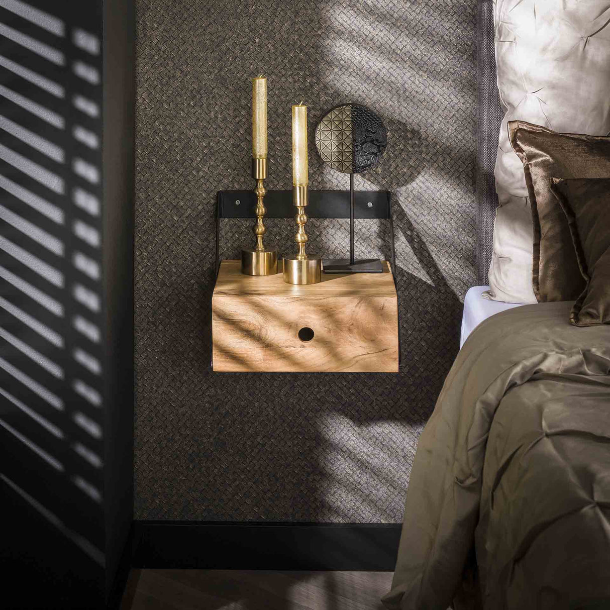 Set van 2 Nachtkastjes Ceriel Acaciahout Naturel met Lade