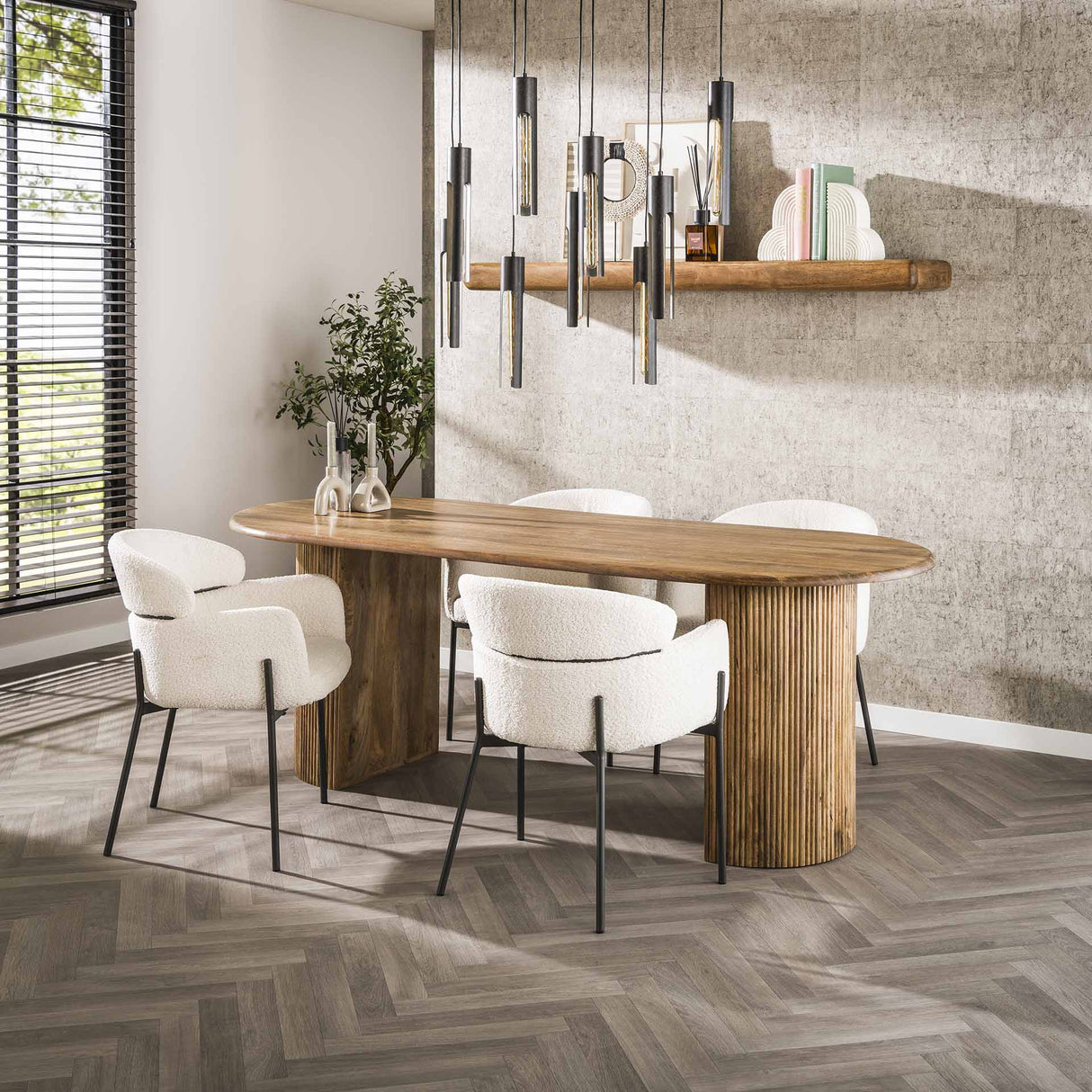 Table à manger ovale en bois de mangue Maria 215x90 cm