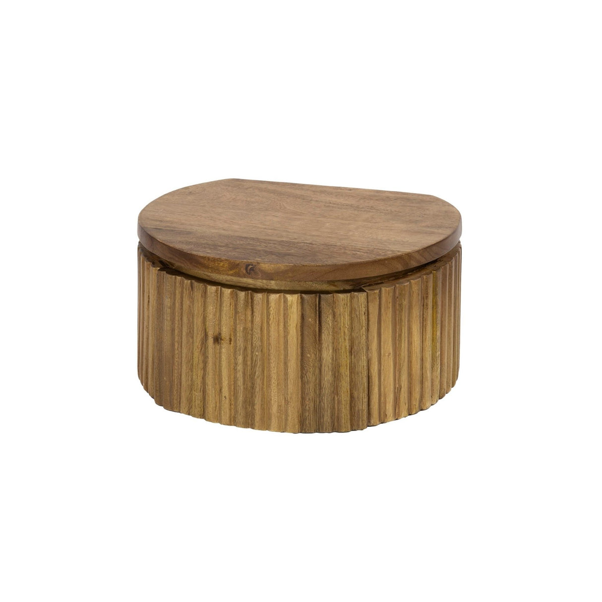 Table de chevet flottant Curve rond 1-tiroir Bois de manguier sable