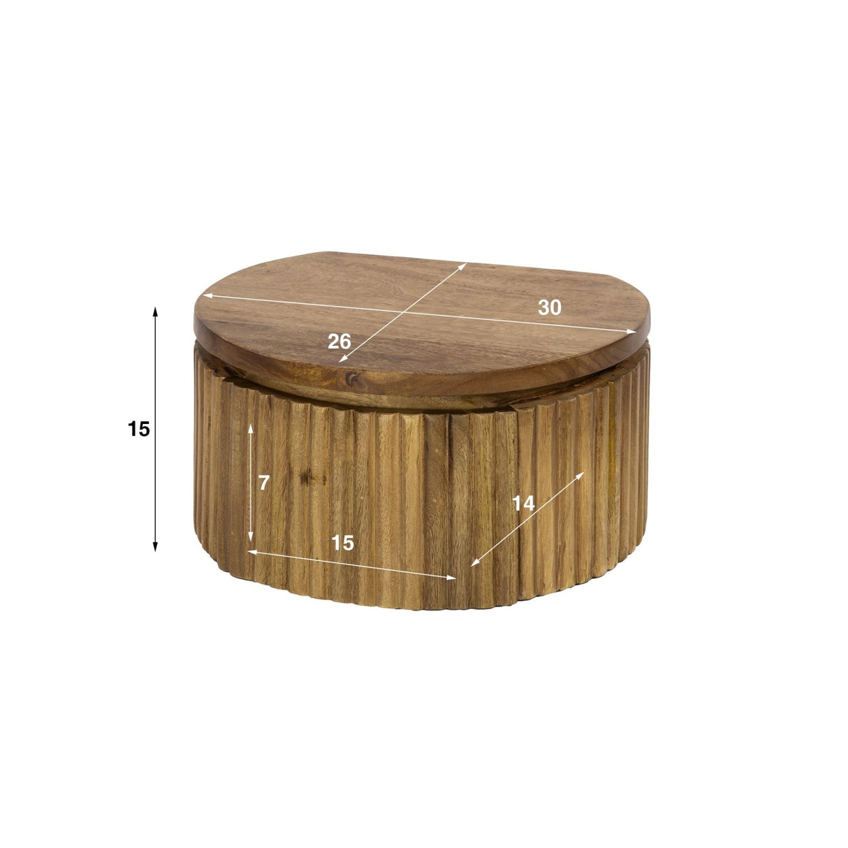 Table de chevet flottant Curve rond 1-tiroir Bois de manguier sable