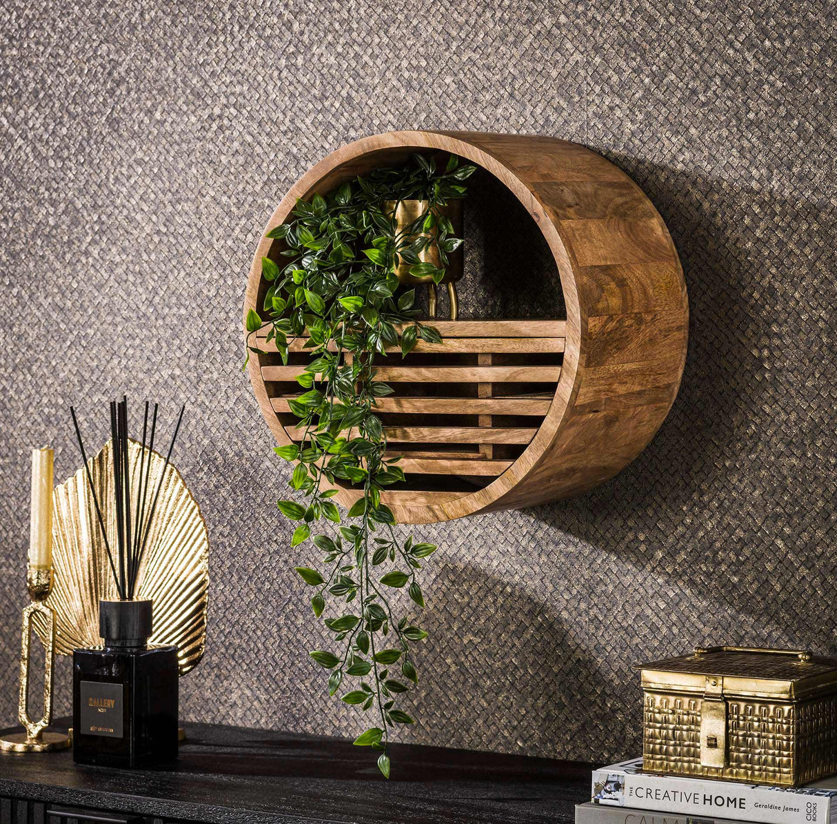 Rond wandrek Jerome 1 lade mangohout zandkleur Ø30