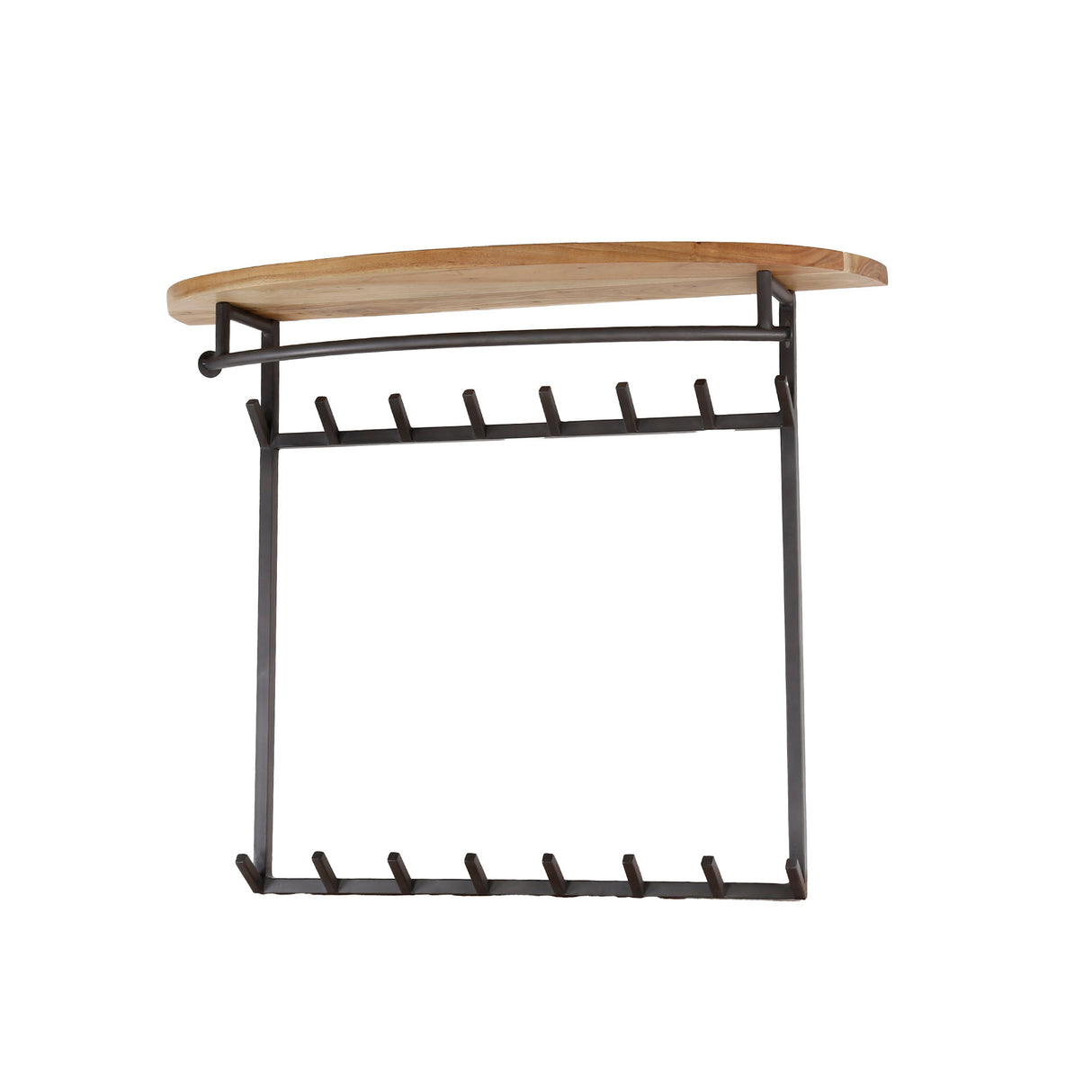 Porte-manteau 16 crochets River en bois d'acacia - Avec étagère à chapeaux