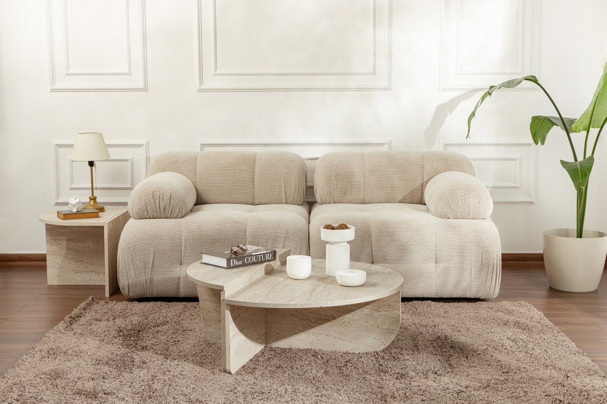 Table basse ronde en mélamine aspect marbre 85 cm Orin