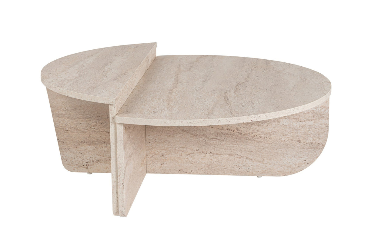 Table basse ronde en mélamine aspect marbre 85 cm Orin