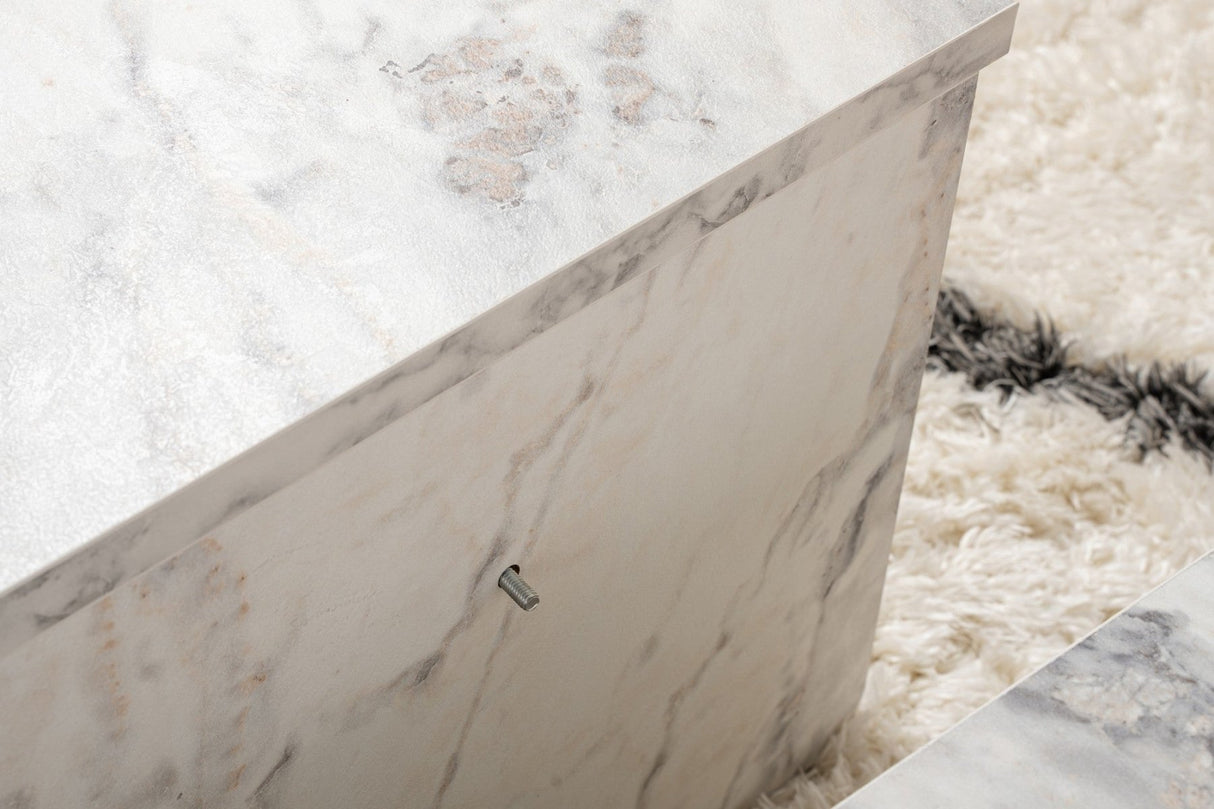 Table basse ronde en marbre à niveaux Mélamine 90 cm Orin