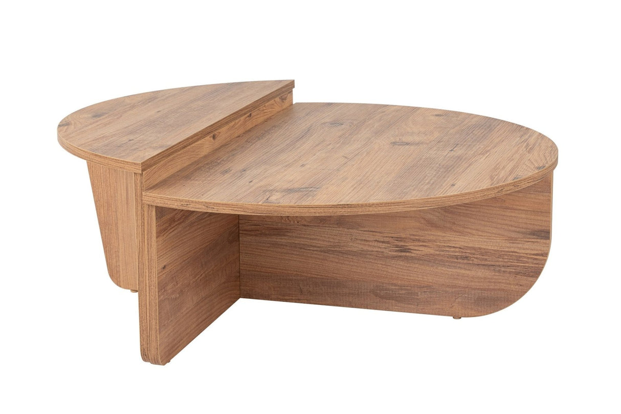 Table basse ronde en pin atlantique avec finition mélaminée en gradins 90 cm Orin