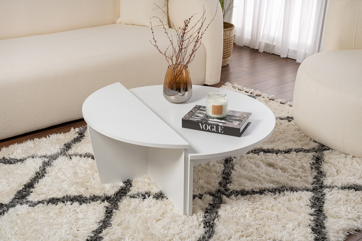 Table basse ronde blanche 85 cm mélamine Orin