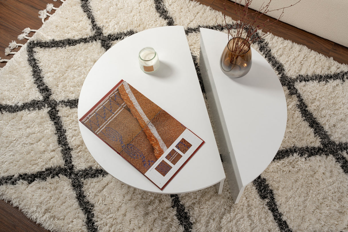 Table basse ronde blanche 85 cm mélamine Orin