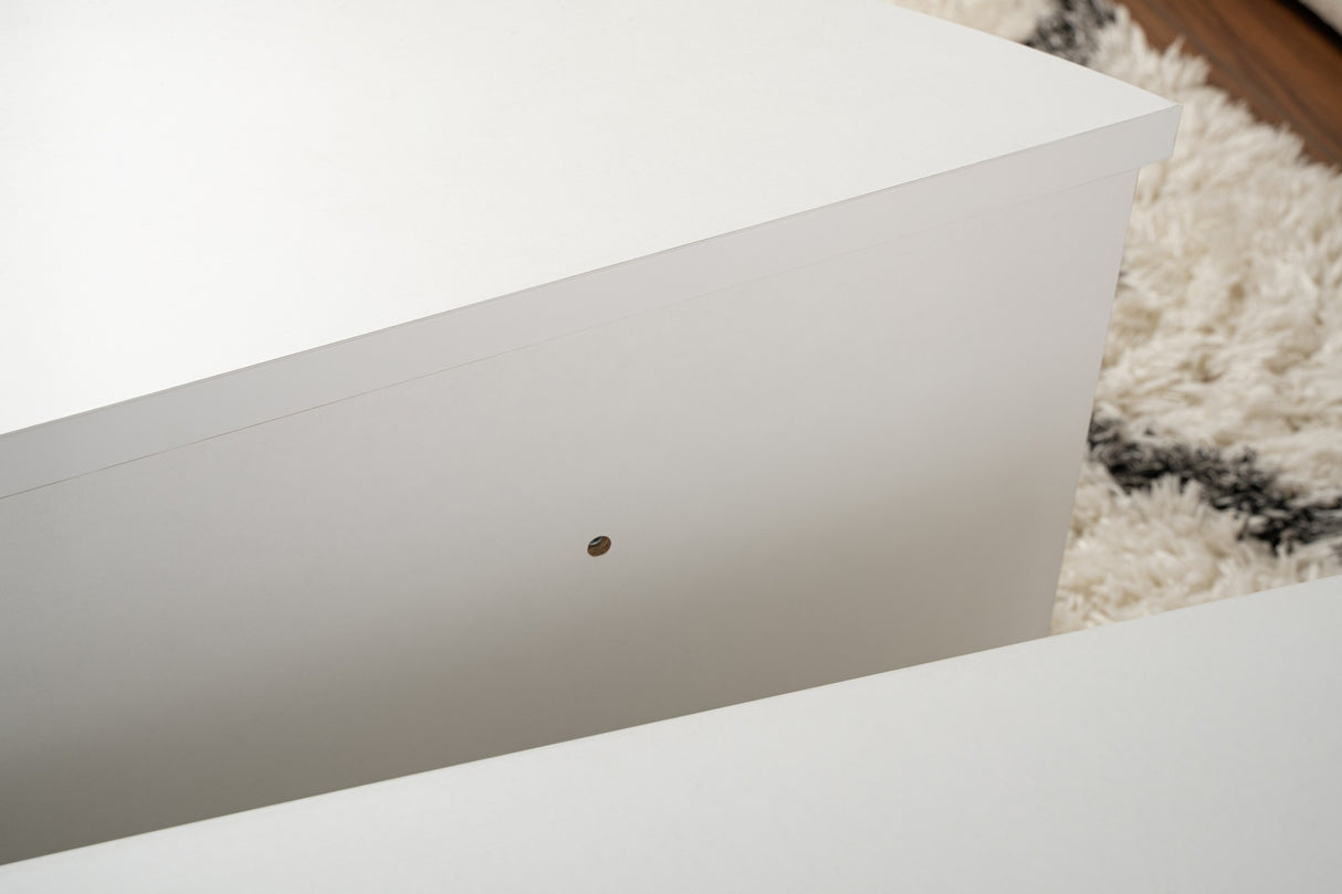 Table basse ronde blanche 85 cm mélamine Orin