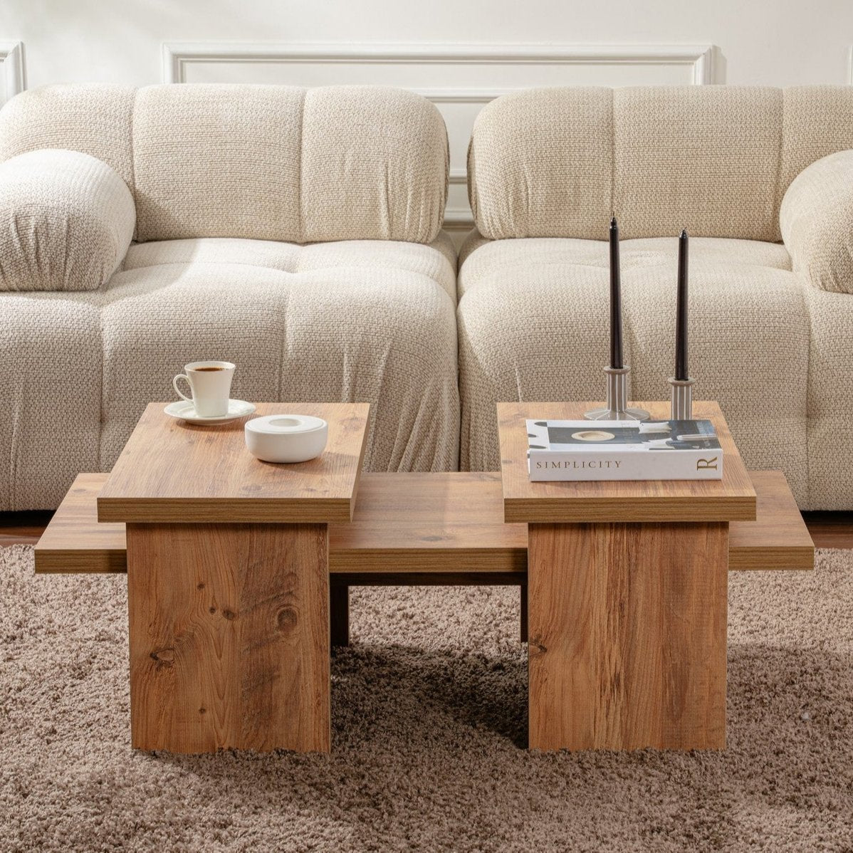 Table basse Naturel Aspect Pin Mélamine Rébellion