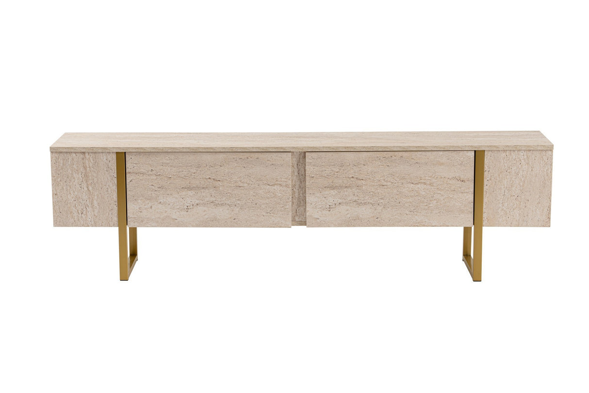 Meuble TV en mélamine beige avec cadre en bois Fouden Blitz 50x180x29,5 cm