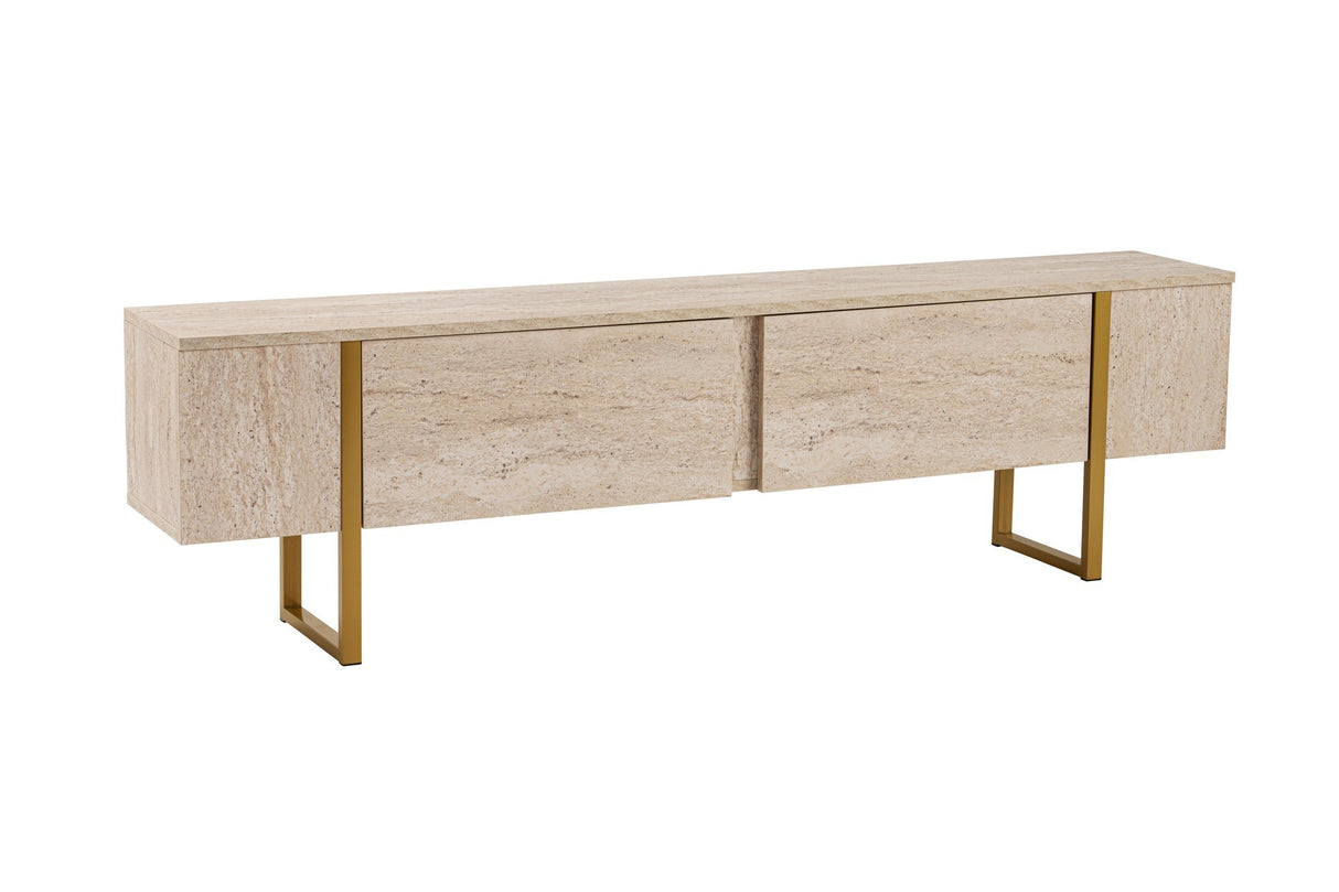 Meuble TV en mélamine beige avec cadre en bois Fouden Blitz 50x180x29,5 cm