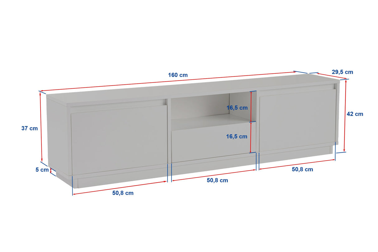 TV Meubels - TV Meubel Marmer Melamine - drie kastjes - 160x42x29,5 cm - Flare - Dimehouse