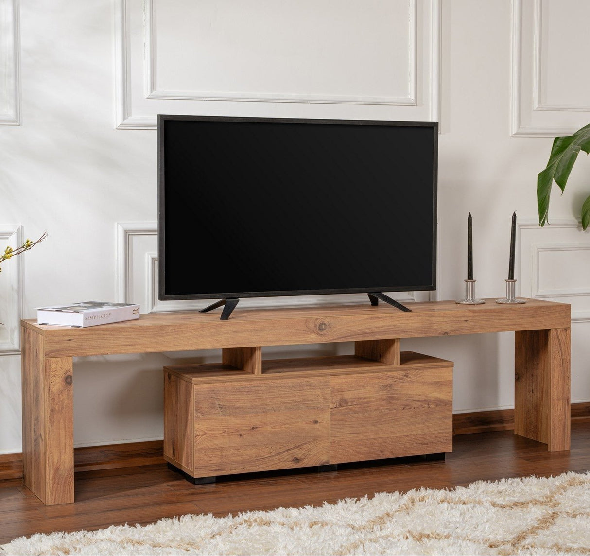 Meuble TV Naturel Mélamine Vertex 50x180x31,3 cm