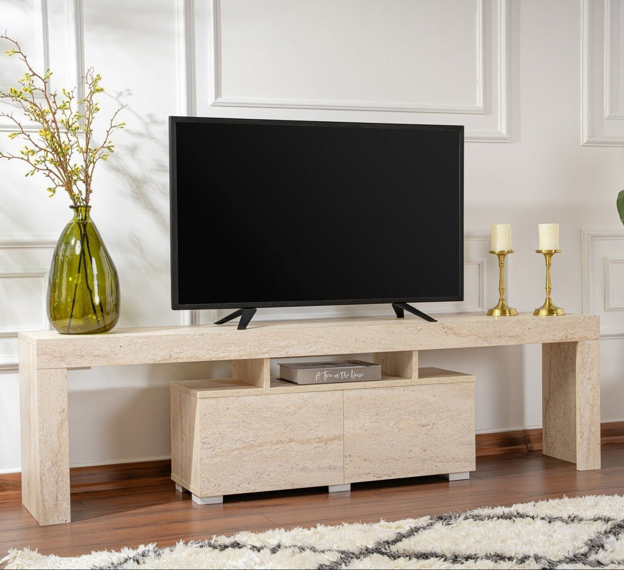 Meuble TV en mélamine beige Vertex 50x180x31,3 cm