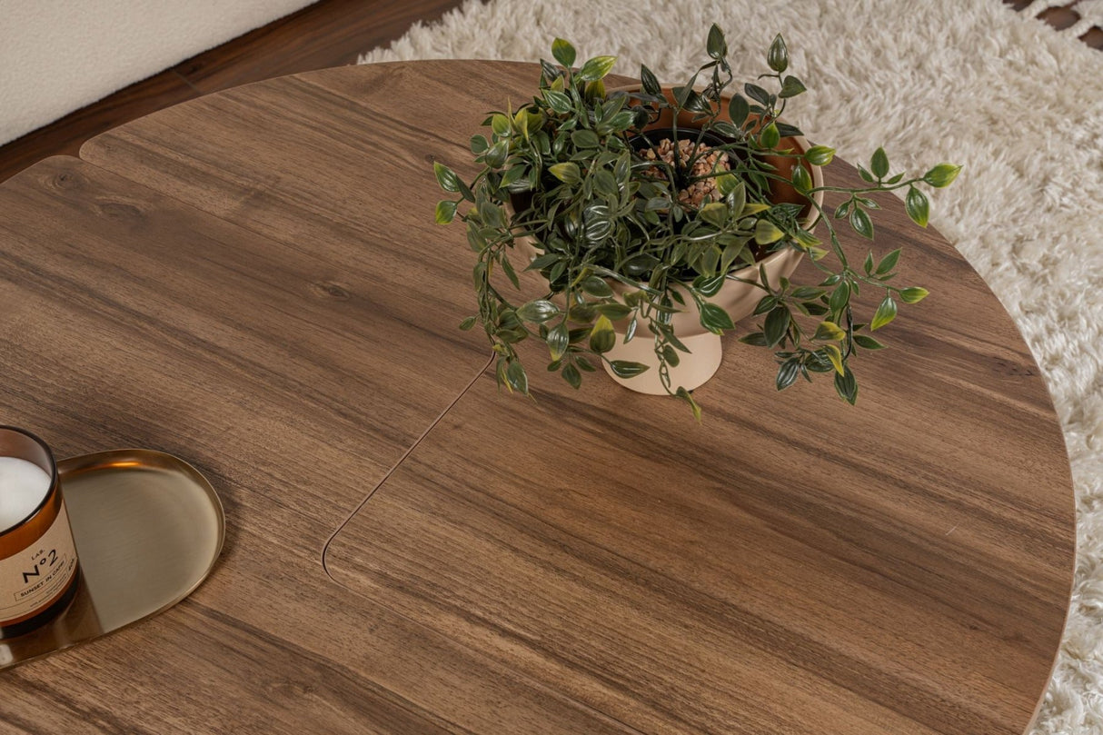 Table basse ronde Moari Noyer Mélamine 90 cm