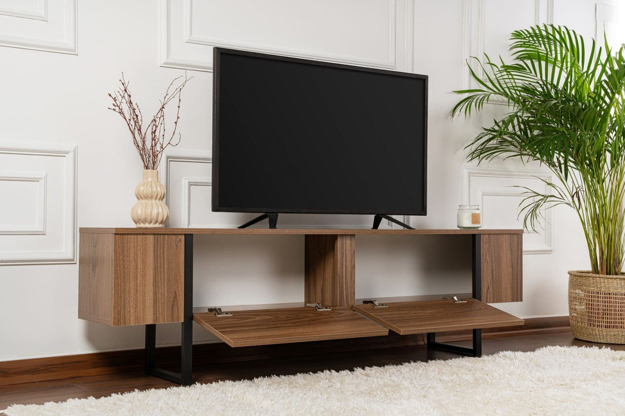 Meuble TV Serenity Noyer Noir 180x29,5x50 cm Mélamine Noir Walnut