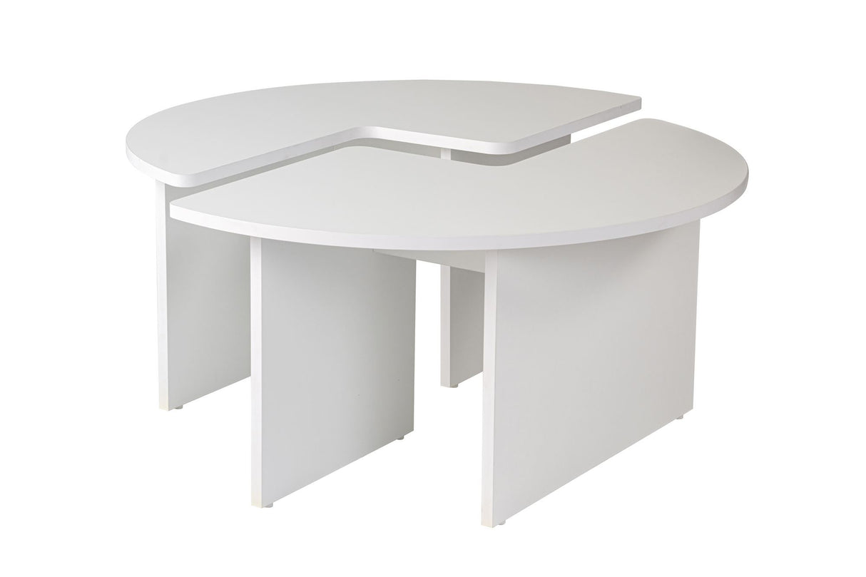 Table basse ronde Moari blanc mélamine 90 cm