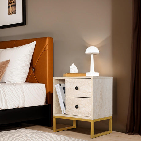 Nachtkastje Beige Melamine Pulsar - Gouden Frame