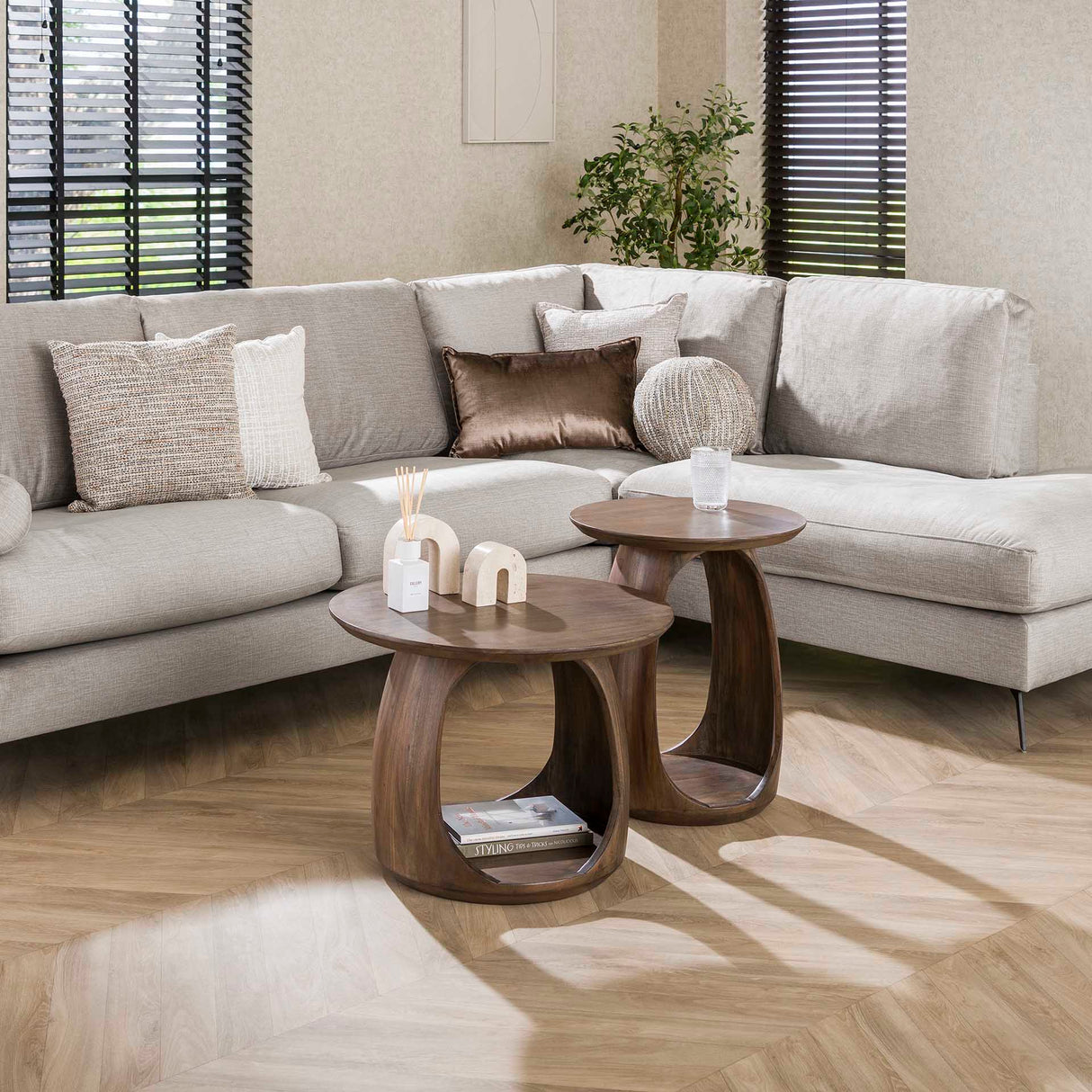 Table d'appoint Nore Acacia Massif Brun 60x60x46 cm