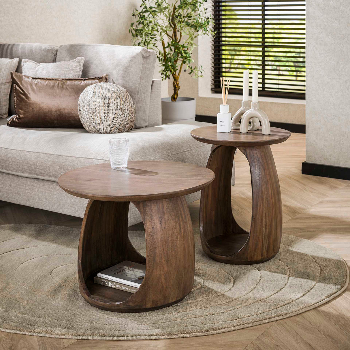 Table d'appoint Nore Acacia Massif Brun 60x60x46 cm