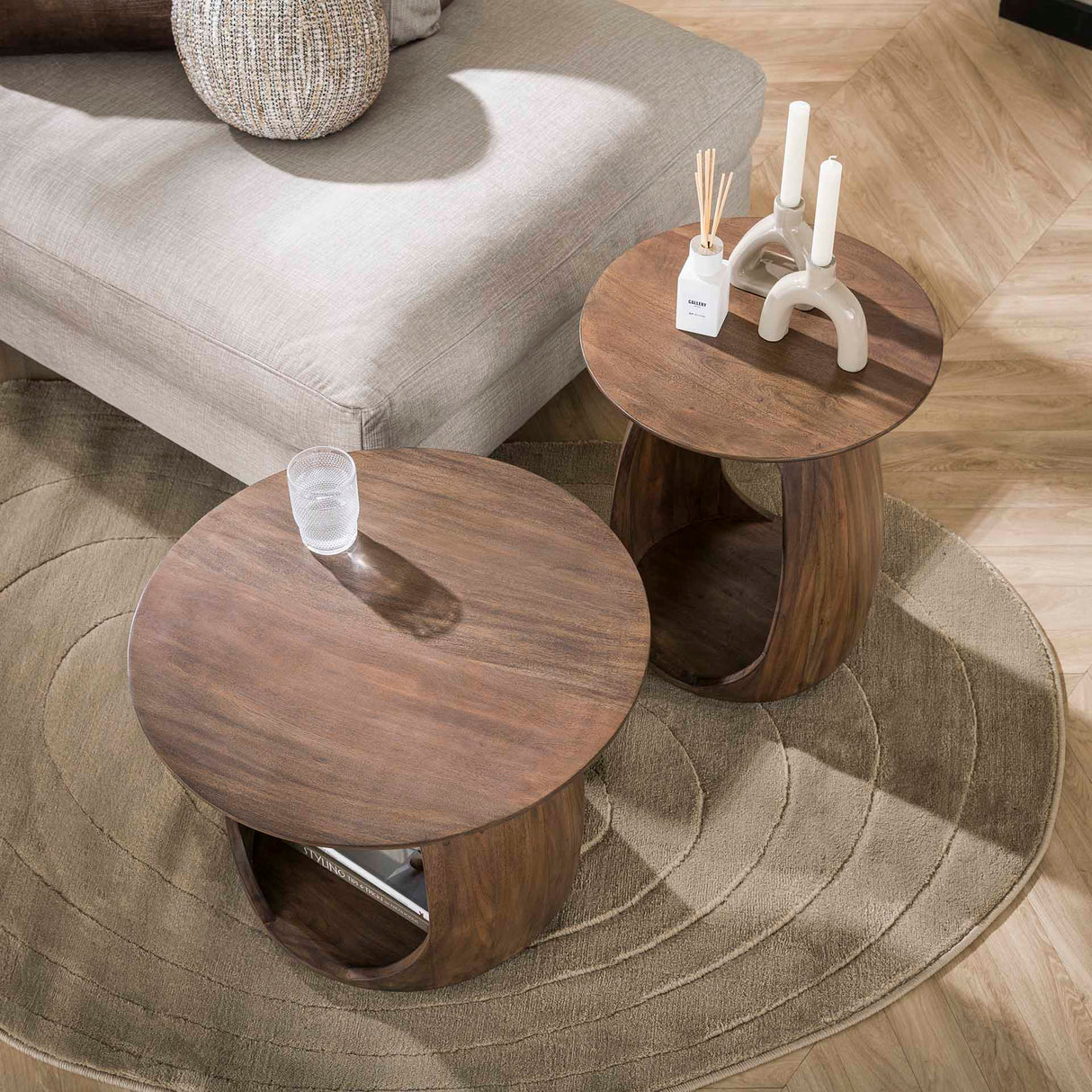 Table d'appoint Nore Acacia Massif Brun 60x60x46 cm