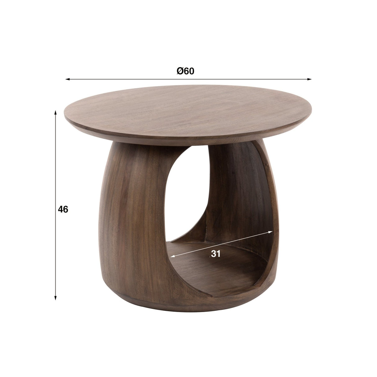 Table d'appoint Nore Acacia Massif Brun 60x60x46 cm