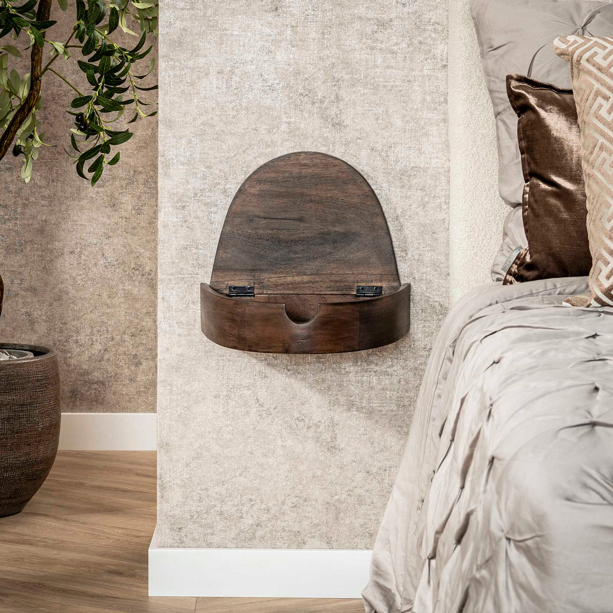 Ensemble de Tables de Nuit Demi-circulaires Flottantes 2 – Acacia