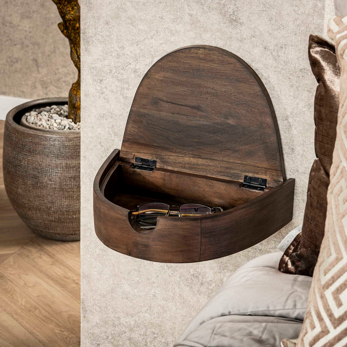 Ensemble de Tables de Nuit Demi-circulaires Flottantes 2 – Acacia