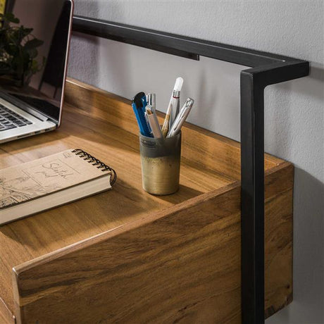 Zwevend Bureau Industrieel Naomi Acaciahout 2 lades 120x38x37 cm