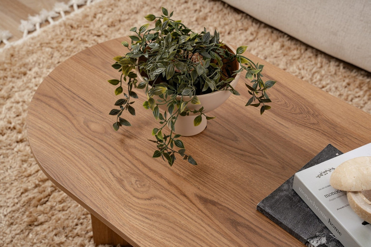 Table basse ovale aspect bois - 120x60