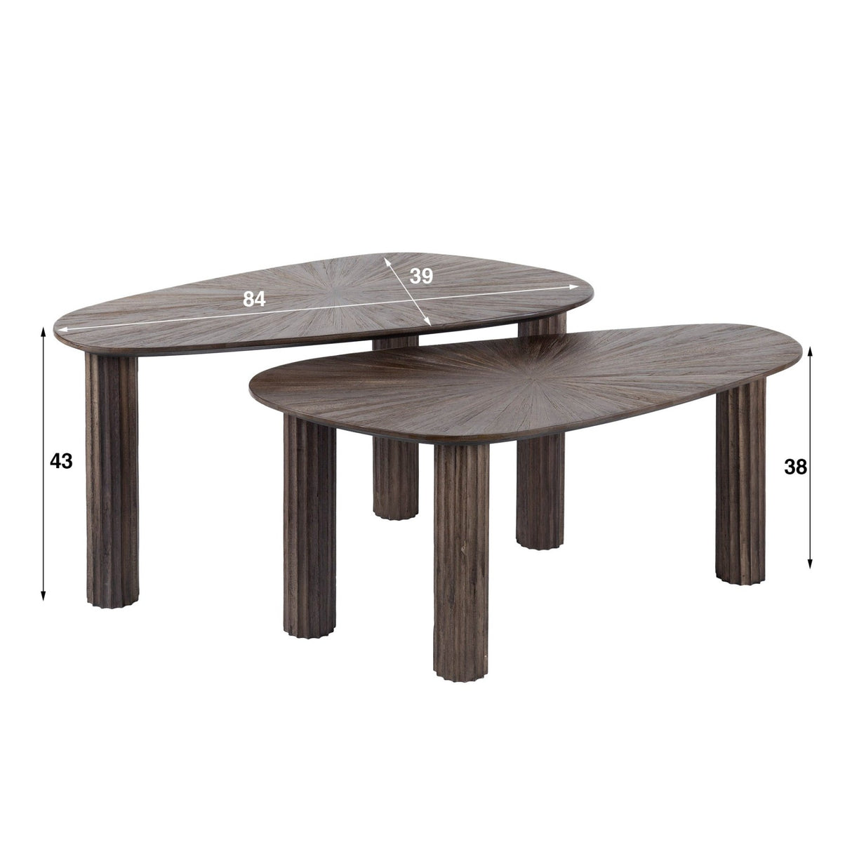 Salontafel set van 2 Myla Organisch Teakhout Bruin