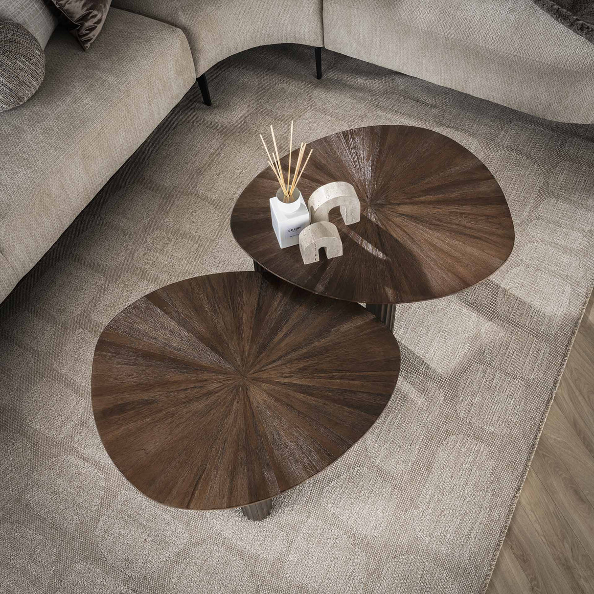 Salontafel set van 2 Myla Driehoekig Teakhout Bruin