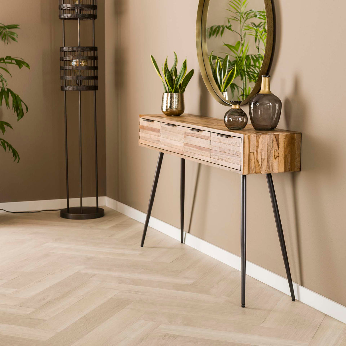 Table de pique-nique Bosco en teck massif, vieilli, 120x30x76 cm