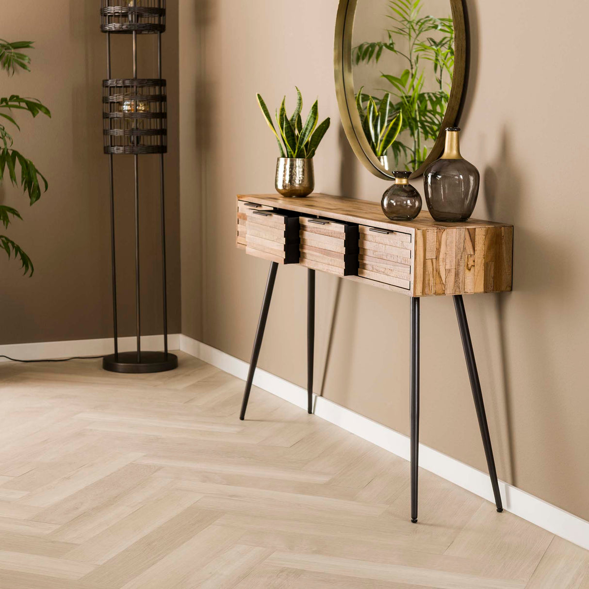 Table de pique-nique Bosco en teck massif, vieilli, 120x30x76 cm