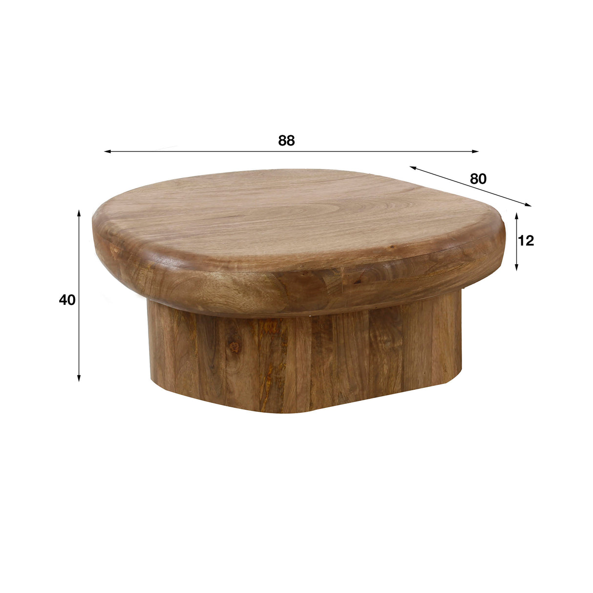 Table basse biologique Kacie Bois de Mangue sable couleur