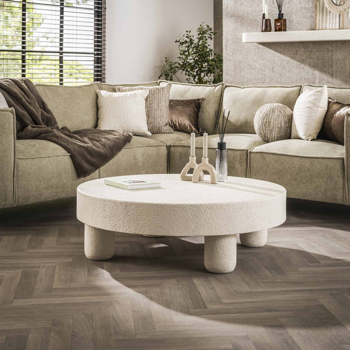 Table basse sinan Ø60 cm Pierre Marbre blanc