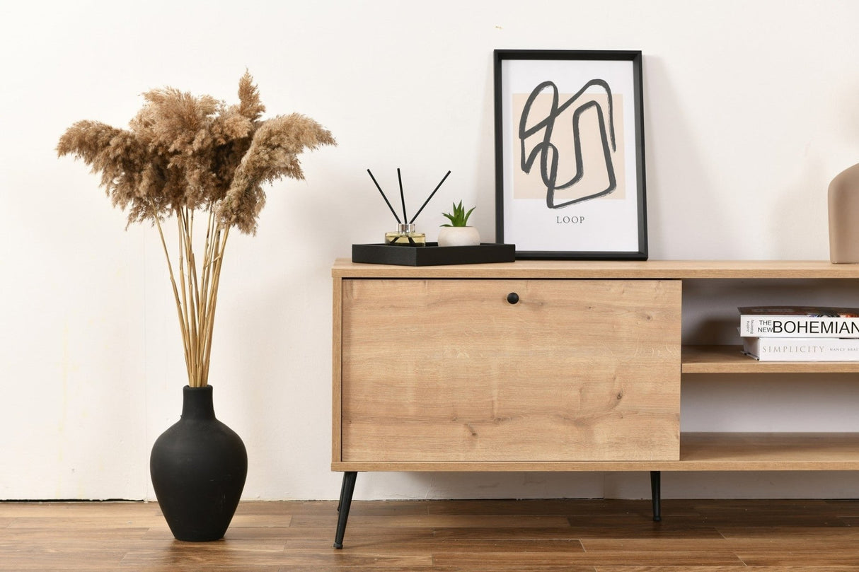 Calvin kast eikenlook met soft-close 140 cm Melamine gecoat houtcomposiet en MDF