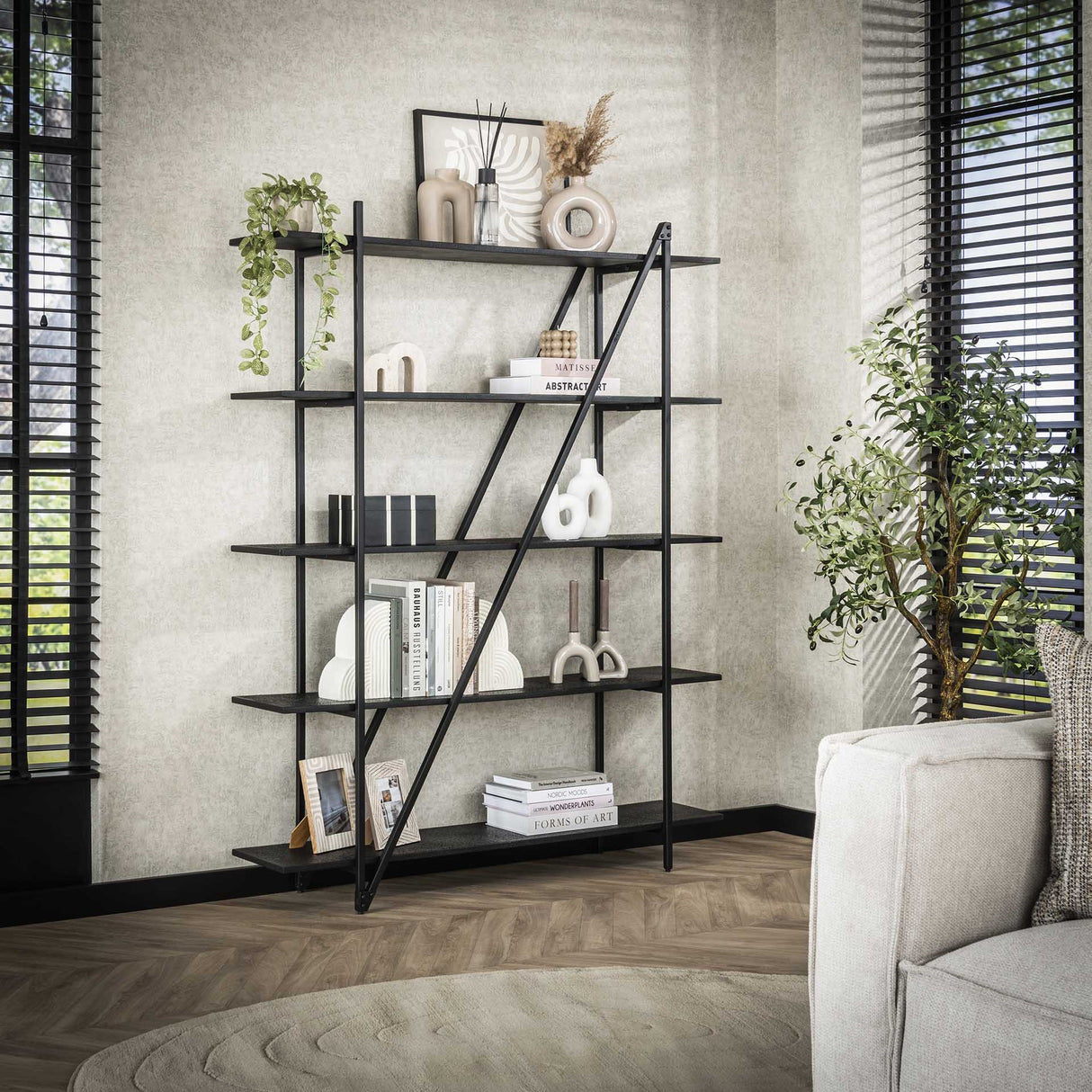 Étagère Loek 5 niveaux Métal Gris 140 cm